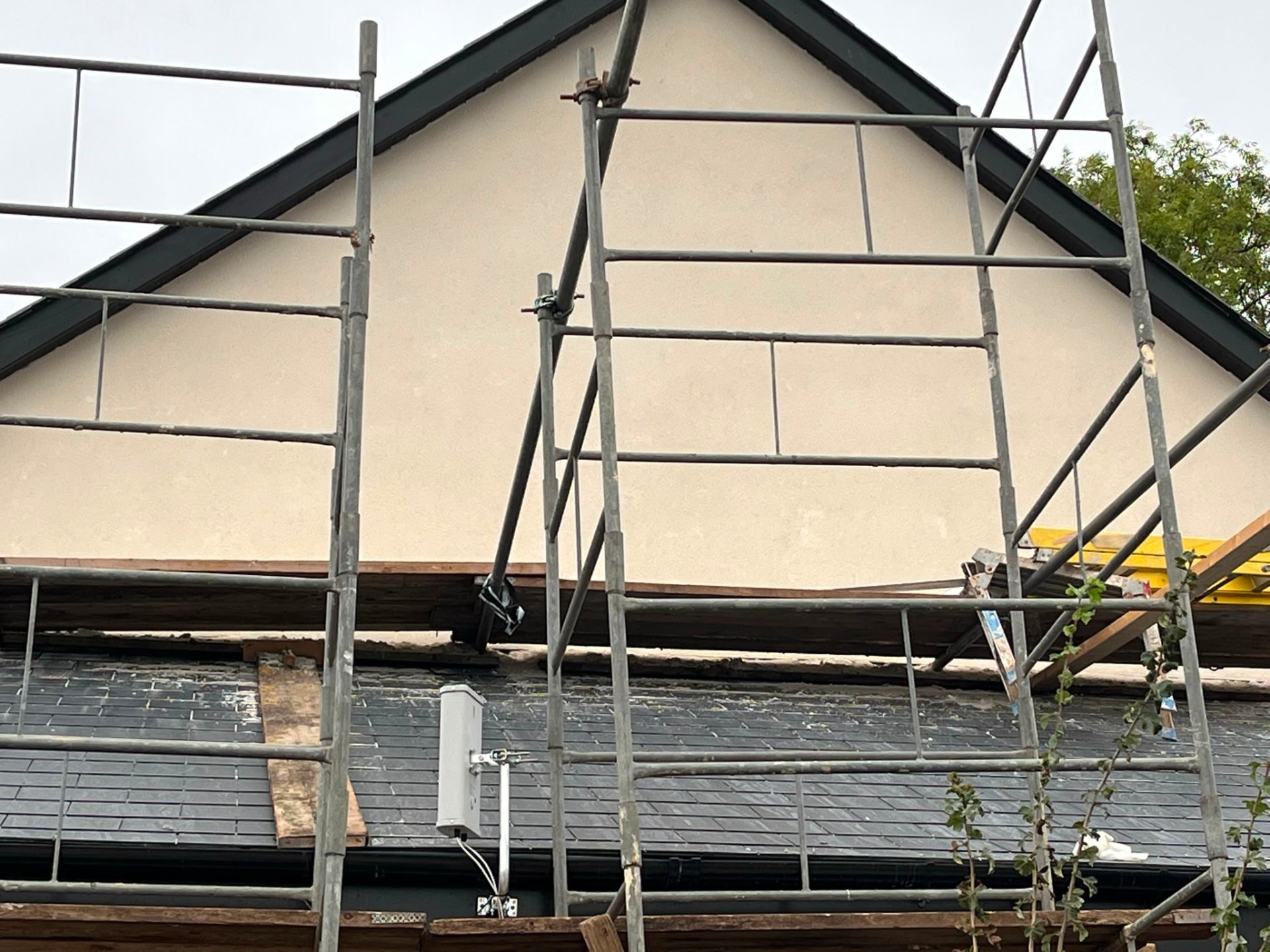 Scaffolded property under repair